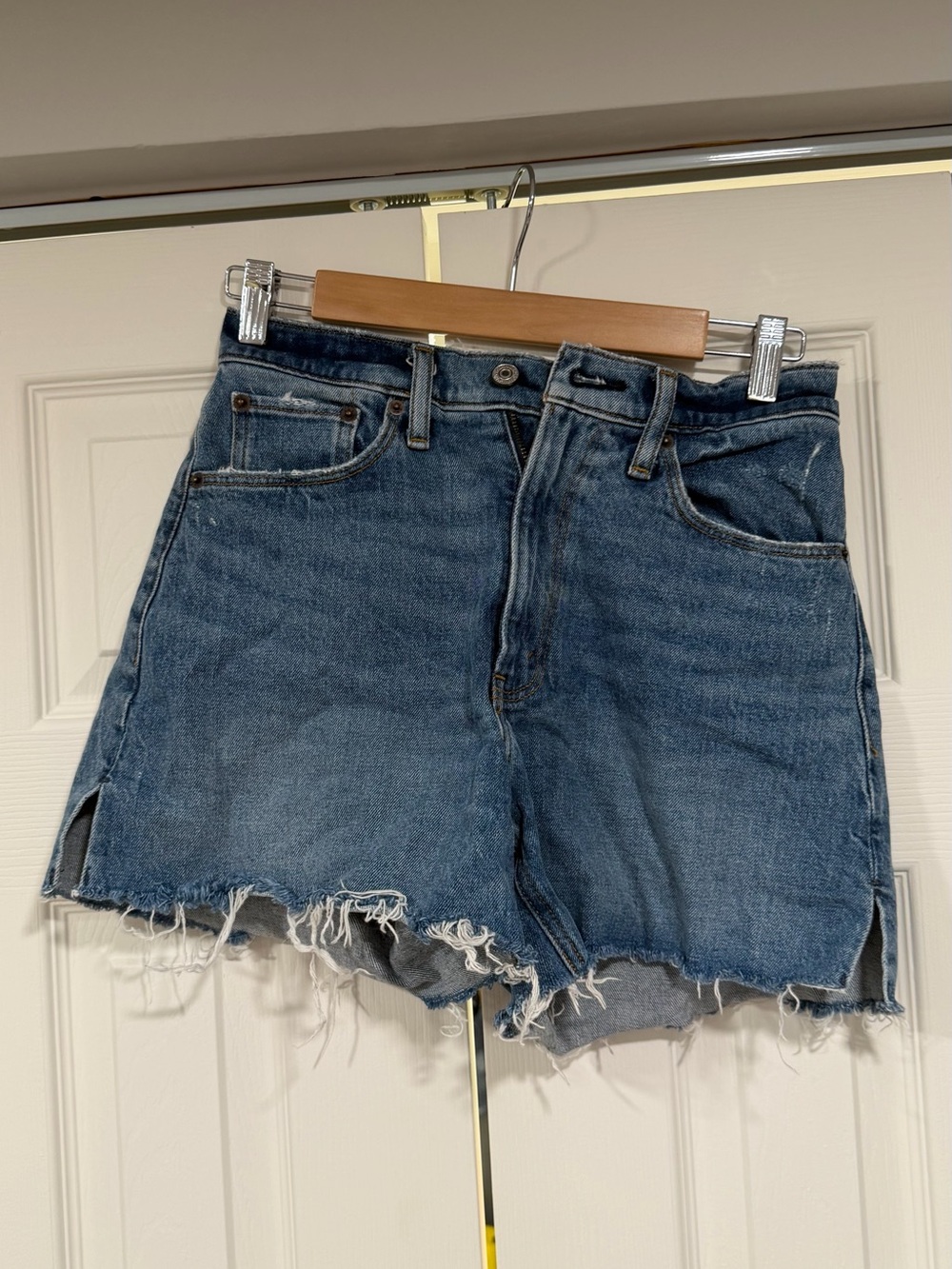 Abercrombie & Fitch Distressed Dark Blue Denim Shorts